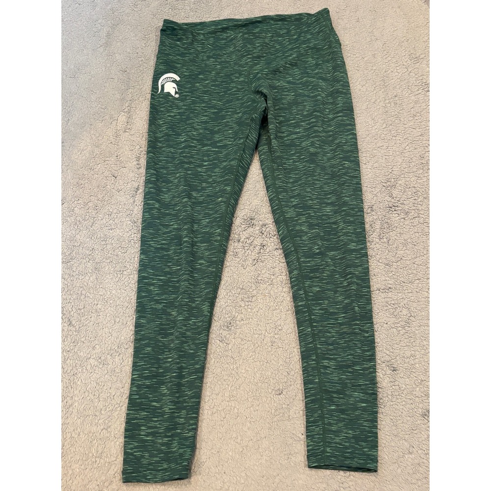 Michigan State Spartans Womens Green Space Dye Athletic Leggings MSU NCAA